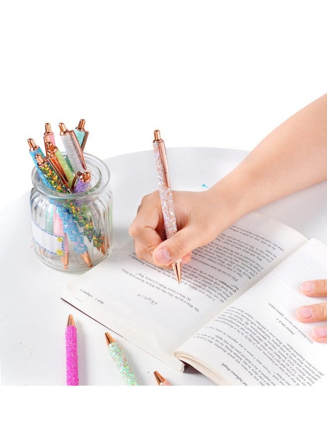 jiebor 11Pcs Fancy Pens Glitter Pens Cute Fun Pretty Pens Metal Retractable Ballpoint Pens Cool Pens For Women Teacher Writing Business Office Gift Supplies Black Ink - Image 3