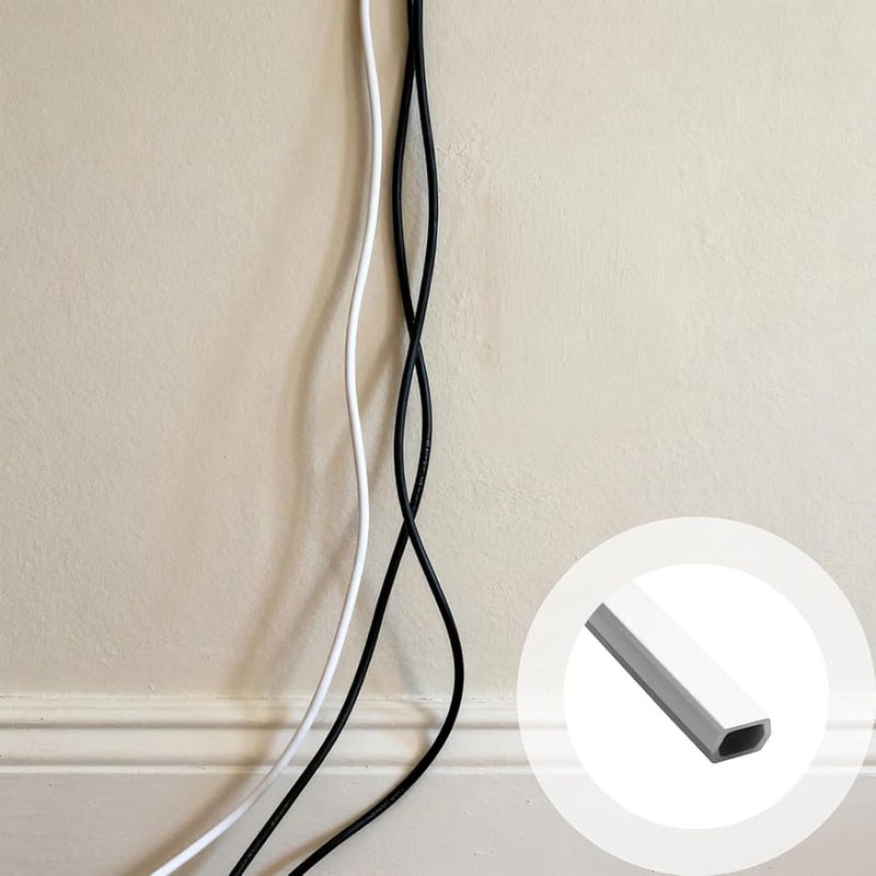Gray PVC Cable Channel 0.6 Inch Wide Cord Cover Wire Management For Home Office - Image 5