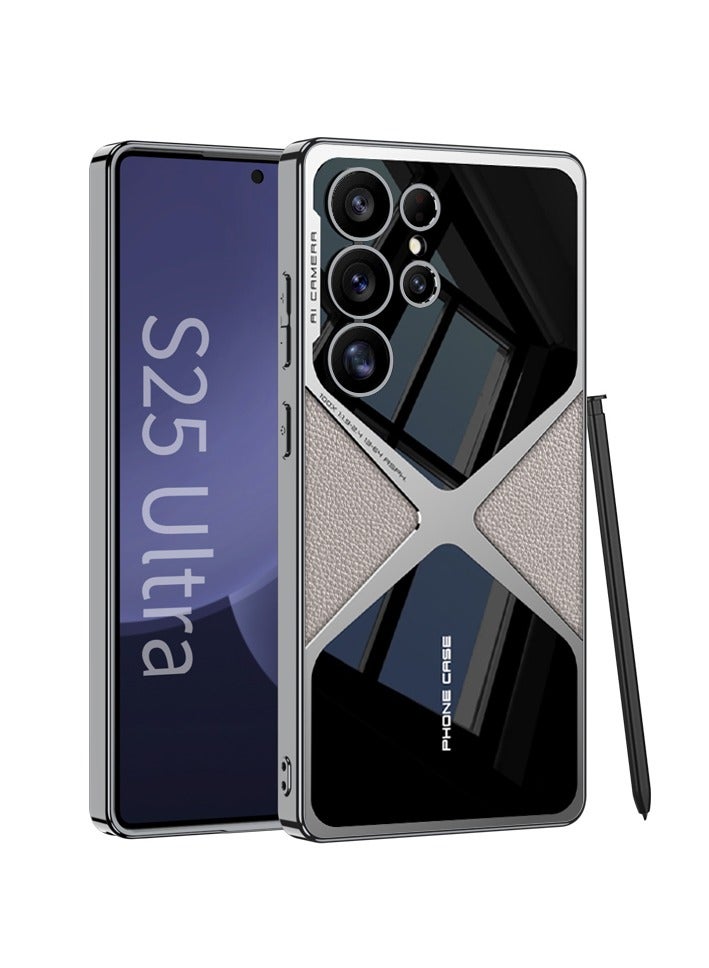 GKK Luxury Leather Case for Samsung Galaxy S25 Ultra (2025) ,Electroplated with Camera Protected and Pen Slot Design Support Wireless Charging - Pen Not Included  - Image 1