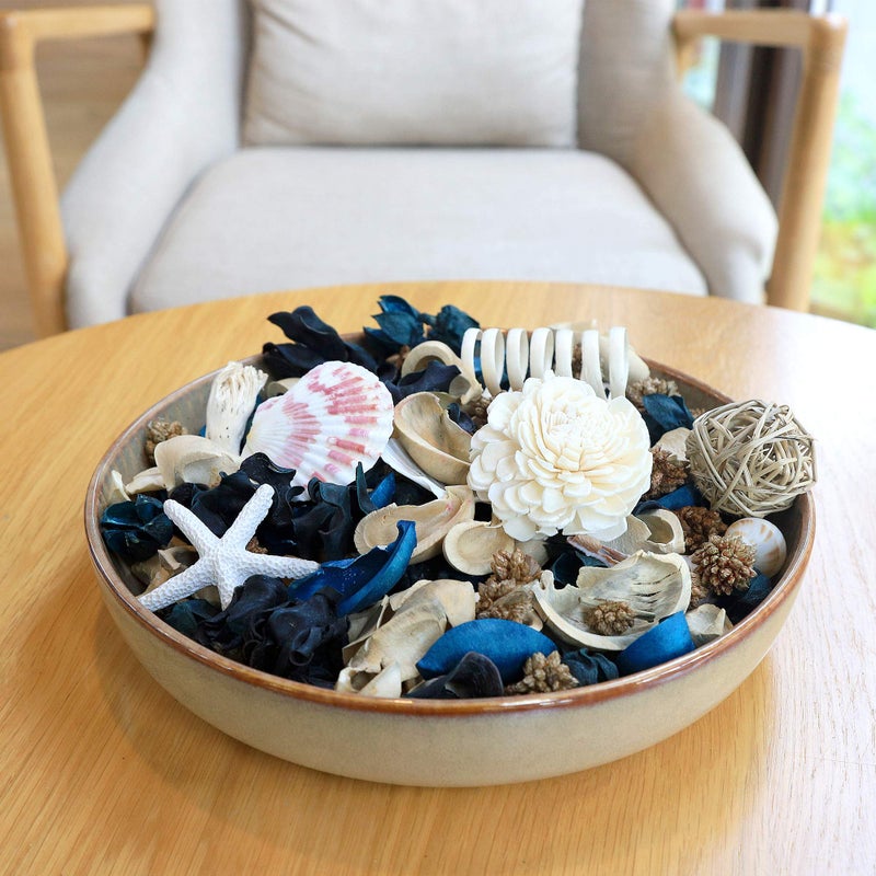 Qingbei Rina Summer Potpourri Dried Flowers, Ocean Breeze Scented Potpourri Bowl Filler,Vase Filler,Home Fragrance, Beach Coastal Sea Shell Bathroom Decor,14 oz(Blue) - Image 2