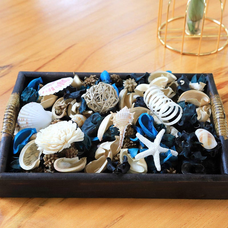 Qingbei Rina Summer Potpourri Dried Flowers, Ocean Breeze Scented Potpourri Bowl Filler,Vase Filler,Home Fragrance, Beach Coastal Sea Shell Bathroom Decor,14 oz(Blue) - Image 5
