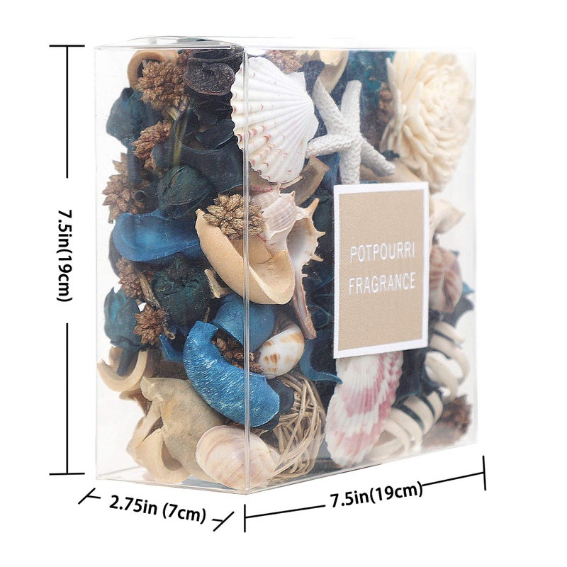 Qingbei Rina Summer Potpourri Dried Flowers, Ocean Breeze Scented Potpourri Bowl Filler,Vase Filler,Home Fragrance, Beach Coastal Sea Shell Bathroom Decor,14 oz(Blue) - Image 3