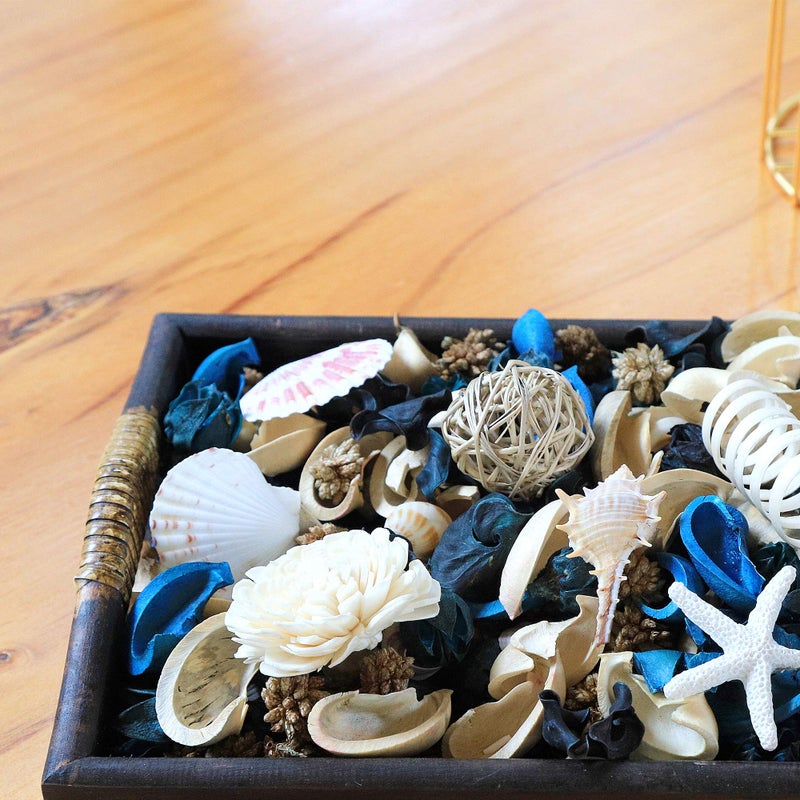 Qingbei Rina Summer Potpourri Dried Flowers, Ocean Breeze Scented Potpourri Bowl Filler,Vase Filler,Home Fragrance, Beach Coastal Sea Shell Bathroom Decor,14 oz(Blue) - Image 4