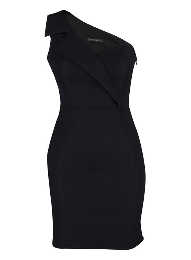 trendyol Black Collar Detailed Woven Short Elegant Evening Dress TPRSS19UT0112  - Image 4