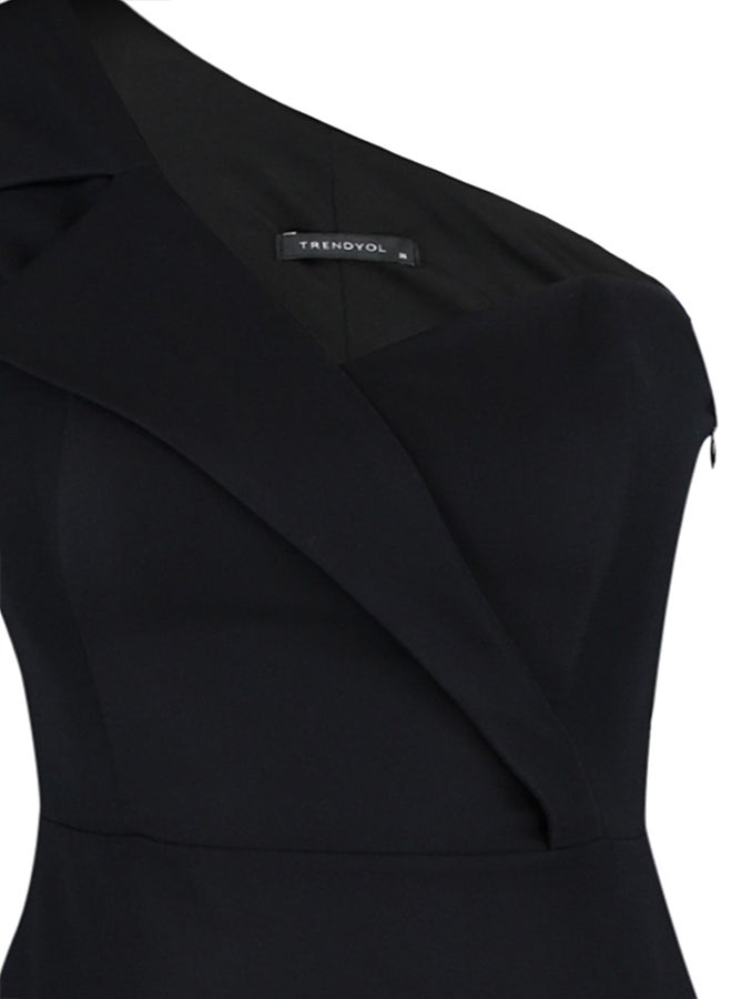 trendyol Black Collar Detailed Woven Short Elegant Evening Dress TPRSS19UT0112  - Image 5