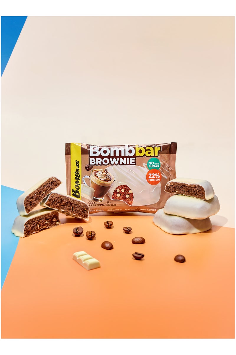 BOMBBAR Collagen Protein Brownie Moccachino, High Fiber and No Sugar Added 10x50g - Image 3