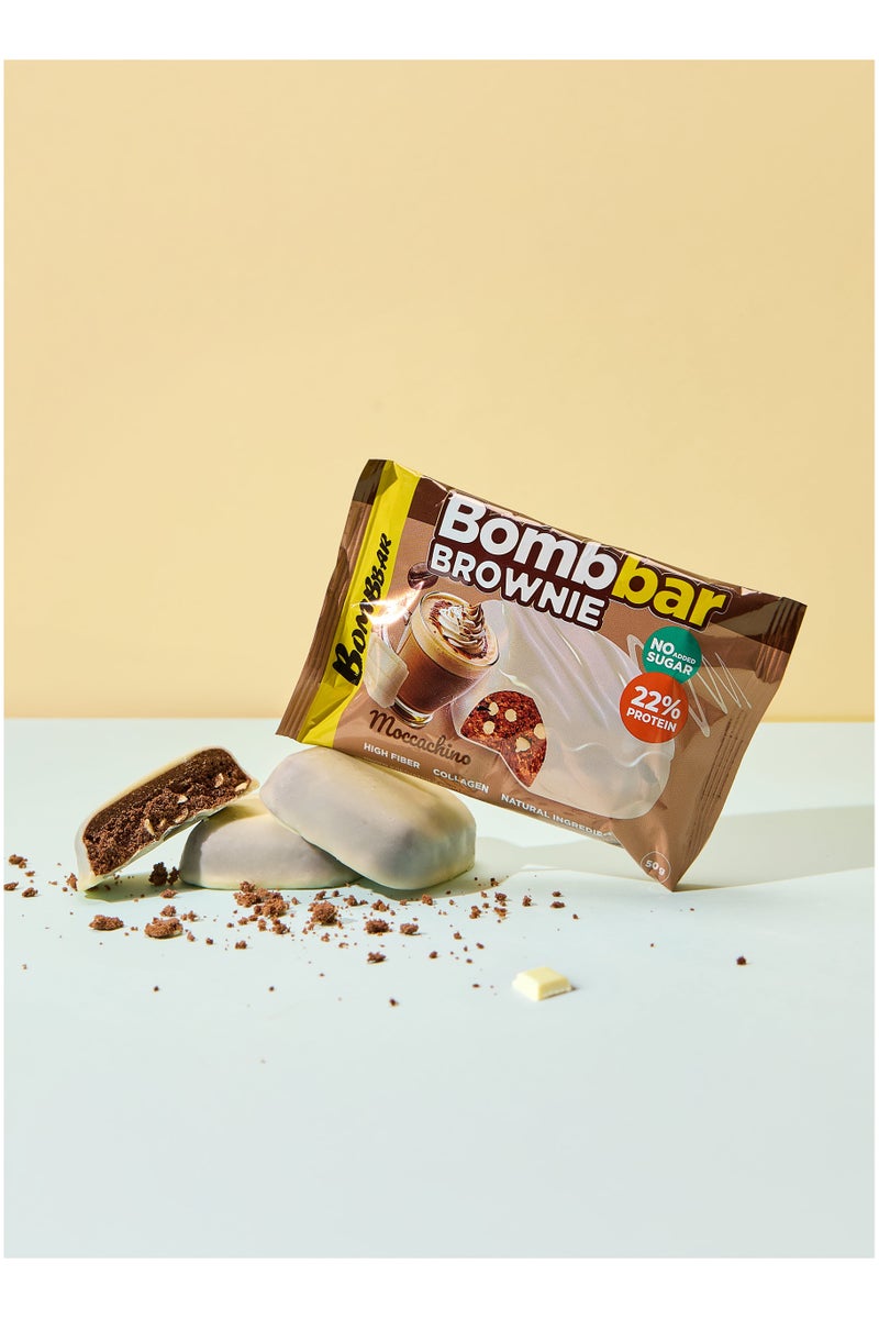 BOMBBAR Collagen Protein Brownie Moccachino, High Fiber and No Sugar Added 10x50g - Image 4