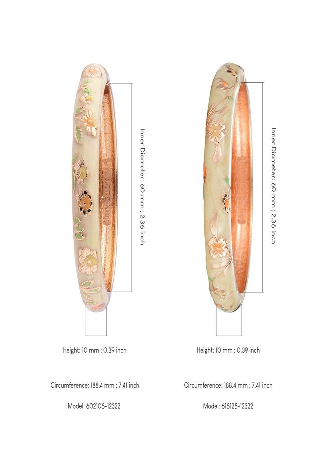 UJOY Vintage Bracelet Plated Enameled Jewelry Spring Hinge Metal Cuff Cloisonne Bangles Set Gift Box Packed 55A18-55A111 Yellow - Image 3