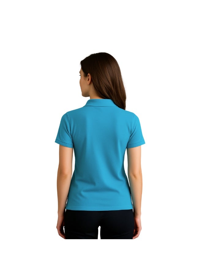 برينت شوب فور مي تي شيرت بولو جولف نسائي بقصّة عادية وأكمام قصيرة من القطن الخالص، 220 جرام لكل متر مربع، ألوان أساسية - Image 5