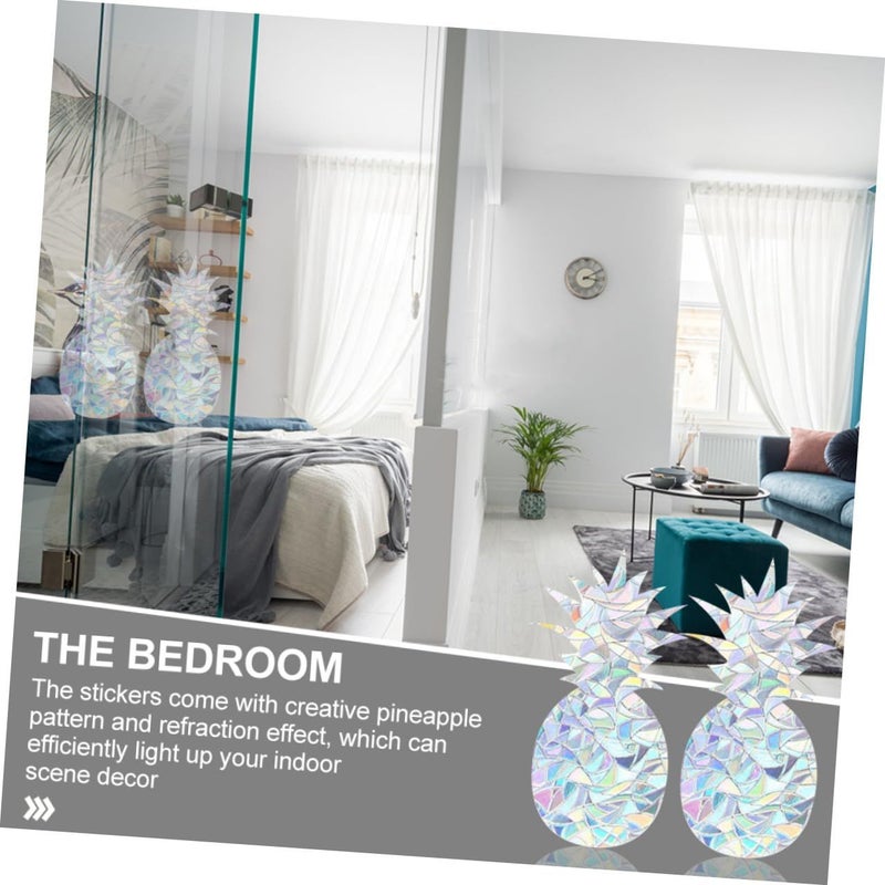 Static Cling Pineapple Window Decals 4 Pack Creative Refraction Design For Home Party - Image 5