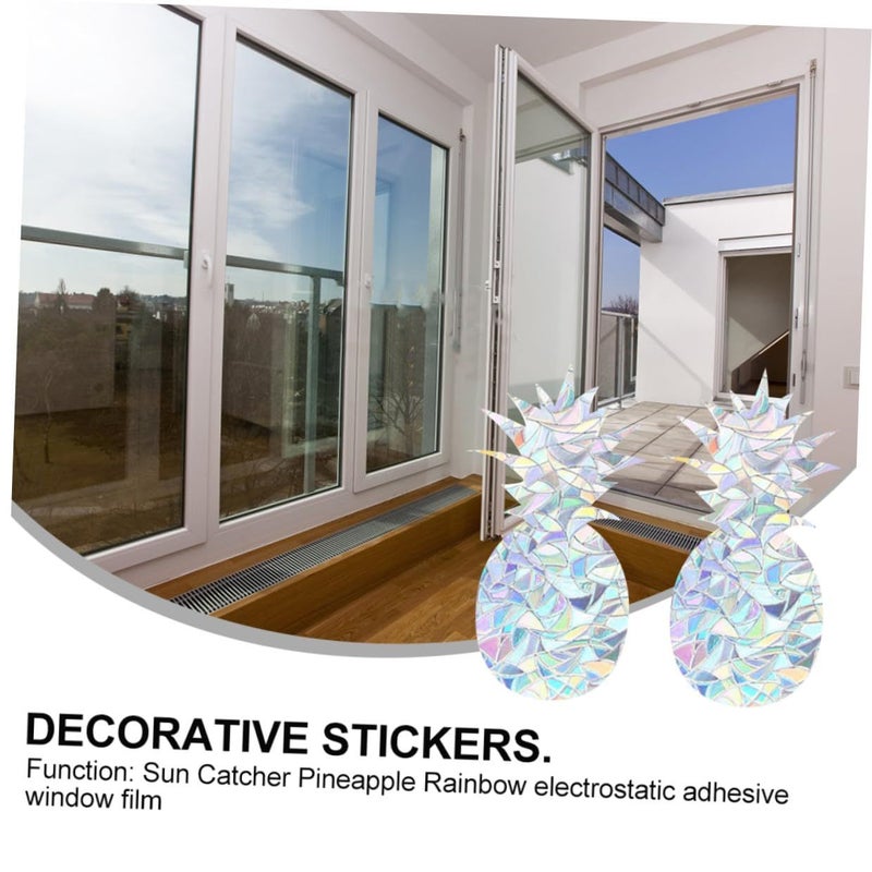 Static Cling Pineapple Window Decals 4 Pack Creative Refraction Design For Home Party - Image 4