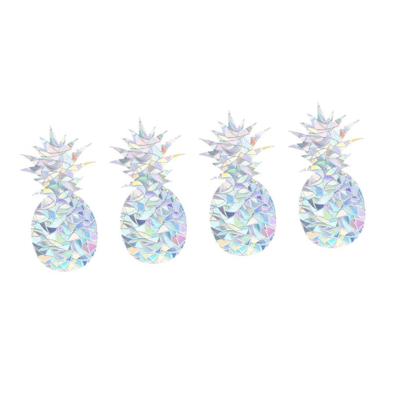 Static Cling Pineapple Window Decals 4 Pack Creative Refraction Design For Home Party - Image 2