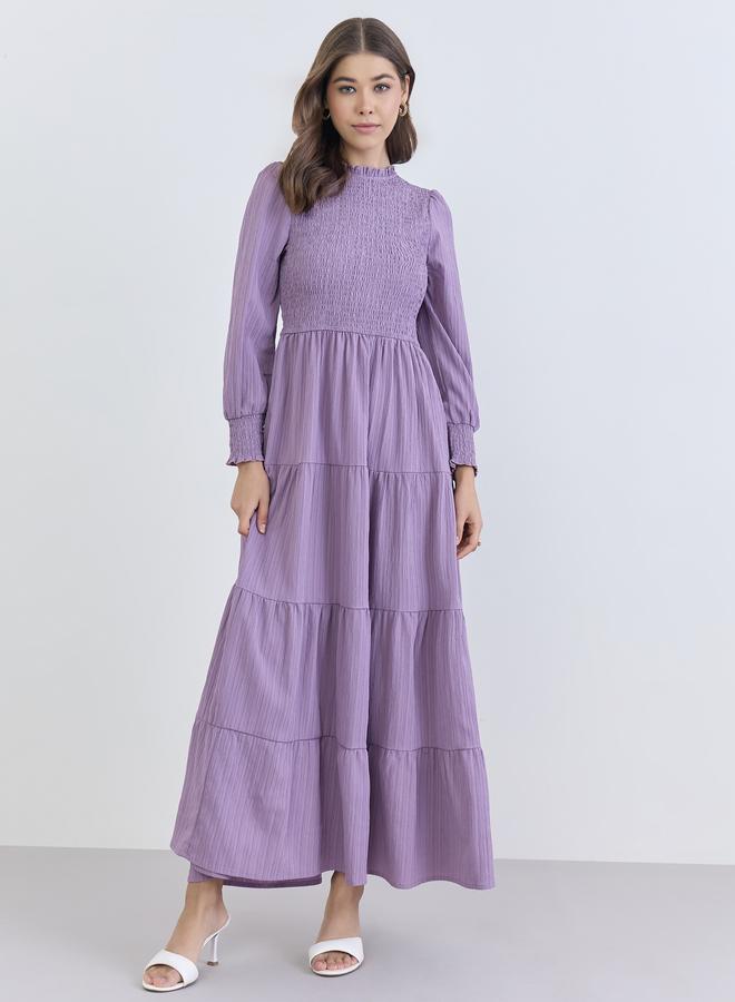 Styli Women Smocked Detail Tiered Maxi Dress - Image 2