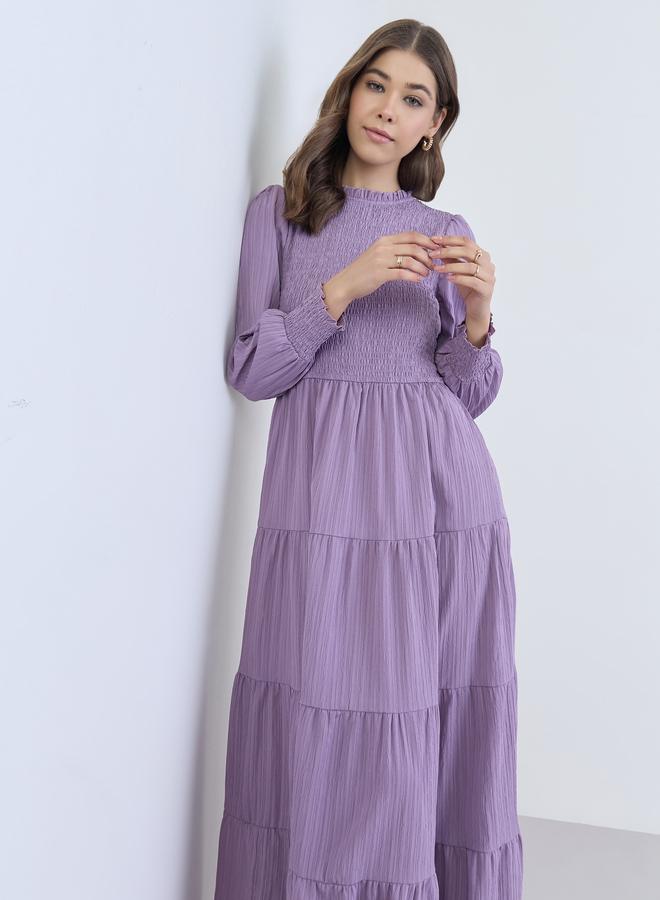 Styli Women Smocked Detail Tiered Maxi Dress - Image 4