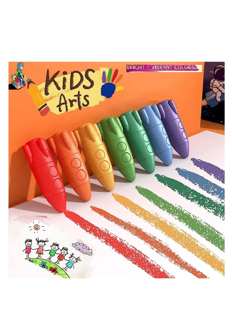 Deli 12 Colors Space Rocket Crayon Non-Toxic Crayons For Kids Easy To Grip Washable Kids Crayons Safe Colouring Art School Supplies Gift Set For Babies And Children - Image 1
