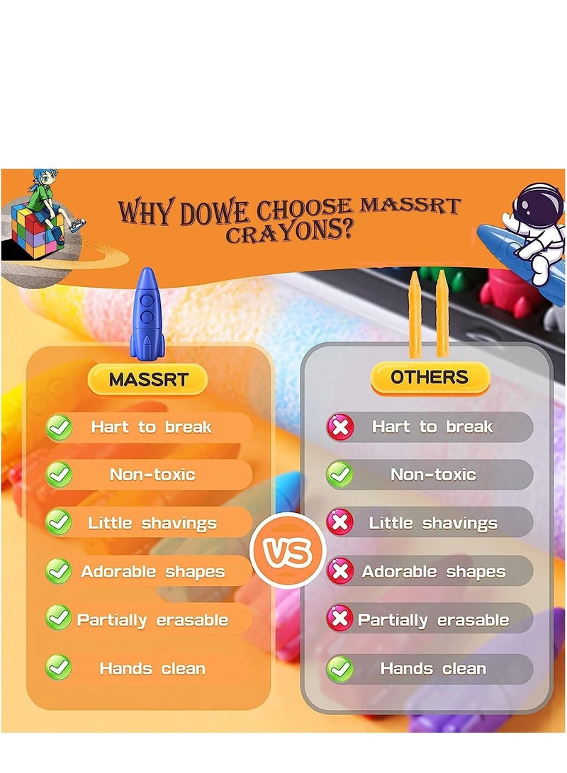 Deli 12 Colors Space Rocket Crayon Non-Toxic Crayons For Kids Easy To Grip Washable Kids Crayons Safe Colouring Art School Supplies Gift Set For Babies And Children - Image 5