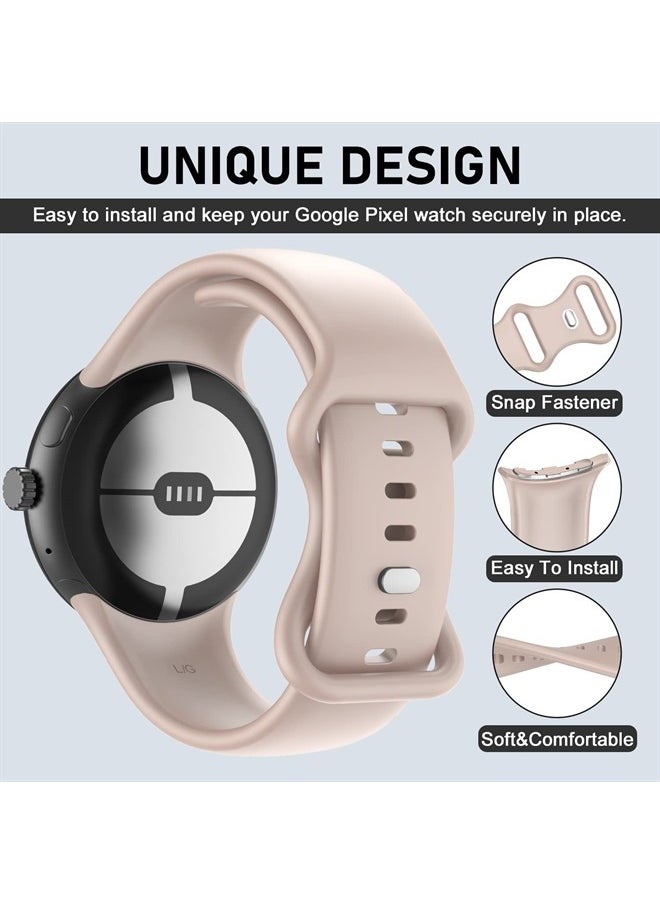 OVERSTEP Compatible for Google Pixel Watch Bands, Soft Silicone Sport Strap Metal Buckle for Google Watch Band, Replacement Google Pixel Watch 2022 Band for Women Men (Large, Pink)  - Image 2