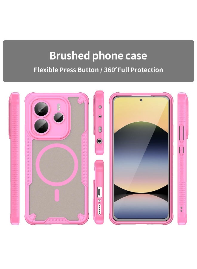 Cover For RM Note 14 5G Armor Glaze MagSafe Magnetic Phone Case Raised edges around the screen and camera lens help prevent scratches - Pink - Image 2