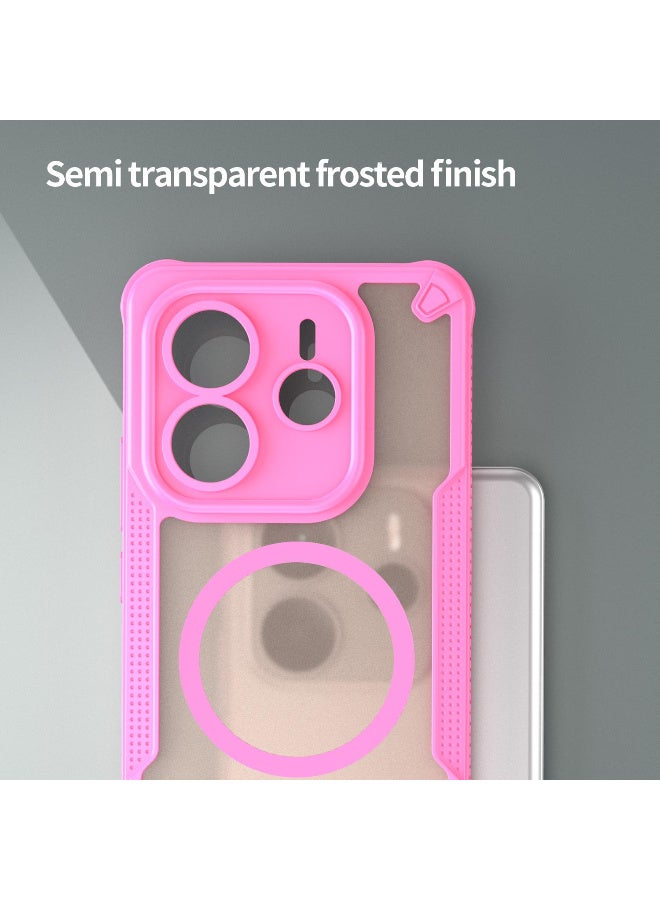 Cover For RM Note 14 5G Armor Glaze MagSafe Magnetic Phone Case Raised edges around the screen and camera lens help prevent scratches - Pink - Image 5