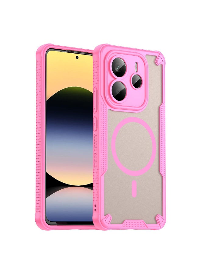 Cover For RM Note 14 5G Armor Glaze MagSafe Magnetic Phone Case Raised edges around the screen and camera lens help prevent scratches - Pink - Image 1