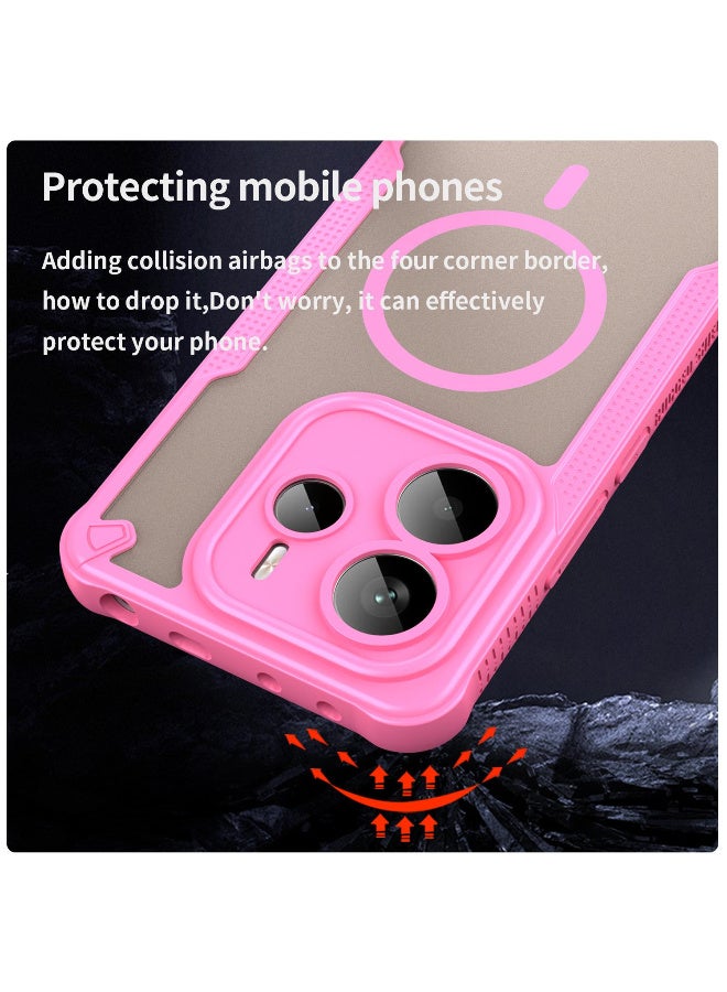 Cover For RM Note 14 5G Armor Glaze MagSafe Magnetic Phone Case Raised edges around the screen and camera lens help prevent scratches - Pink - Image 4