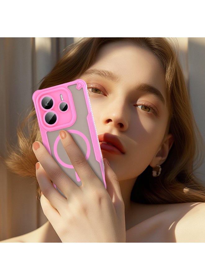 Cover For RM Note 14 5G Armor Glaze MagSafe Magnetic Phone Case Raised edges around the screen and camera lens help prevent scratches - Pink - Image 3