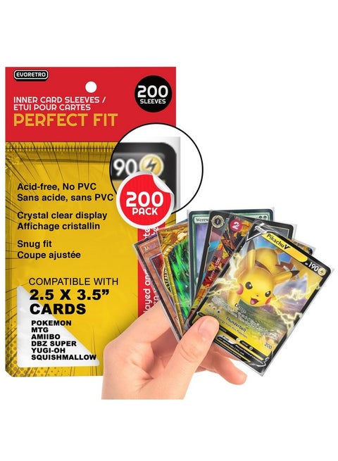 double sleeve pokemon cards TitanShield | Inner Sleeves | Perfect Fit Card Sleeves | Compatible with Pokmon MTG Magic The Gathering Lorcana sleeved in Ultra PRO Deck Protector sleeves EVORETRO 200 Perfect Fit Sleeves