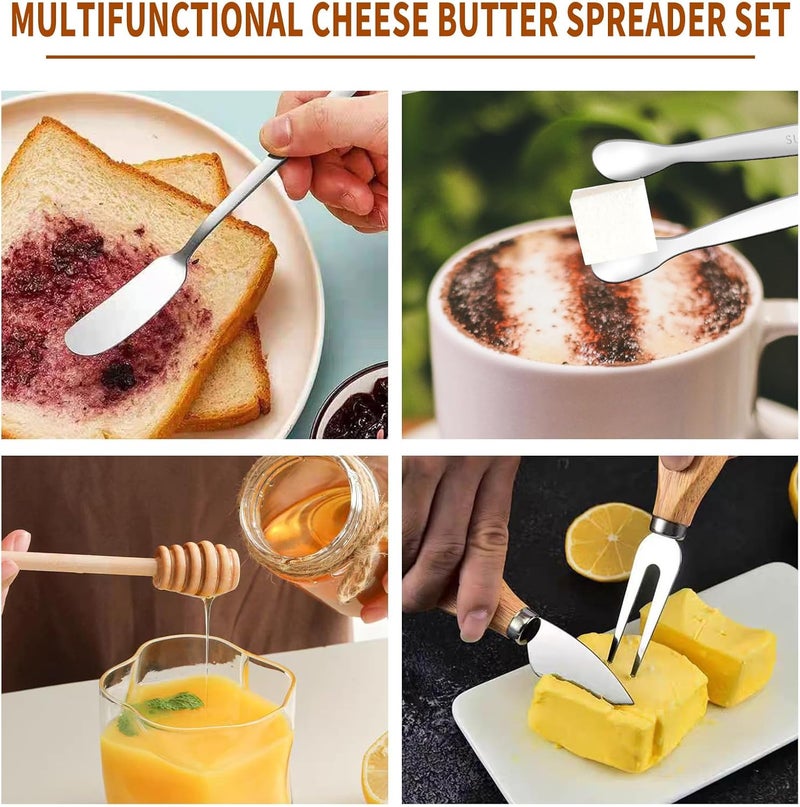 MDSPLPIY 48 Pcs Charcuterie Boards Accessories Butter Spreader Knives Set Stainless Steel Cheese Mini Serving Tongs Spoons Forks Dipping Bowl Toothpick Flags Utensil for Pastry Making Wedding Christmas(Sliver) - Image 3