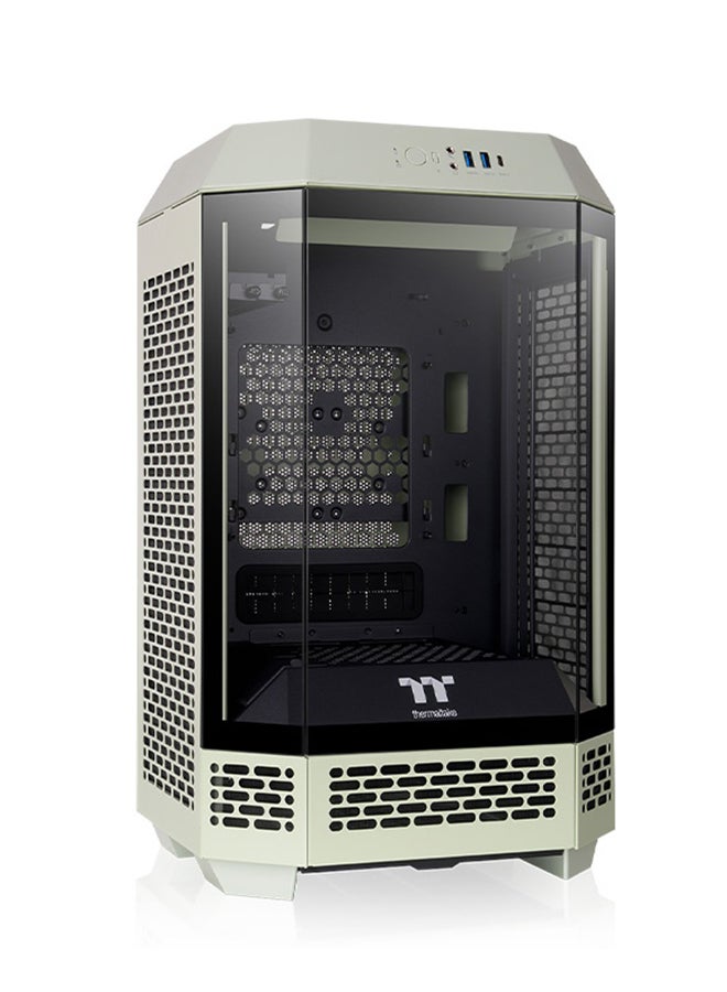 Thermaltake The Tower 250 Mini Tower Chassis – 3mm Tempered Glass, SPCC Material, Dual 120mm CT120 Fans, Supports 360mm AIO Radiator, USB 3.2 Type-C, SFX/ATX PSU, 3 Expansion Slots, Mini ITX Motherboard, Matcha Green | CA-1Z9-00SEWN-00 - Image 3