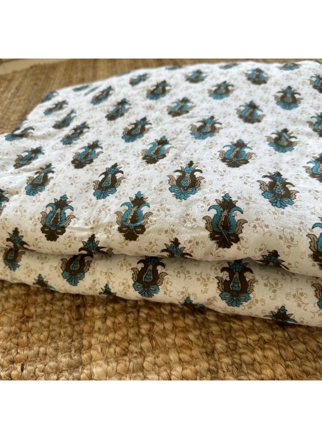 ecotattva Baby Quilts Big Brown flowers and white blue flowers - Image 4