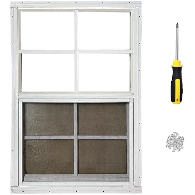 18"X23" Shed Window For Chicken Coop, Playhouse And Mobihome, White Windows For Exterior Sheds, Mobile Home, Garage And Green House - Image 1