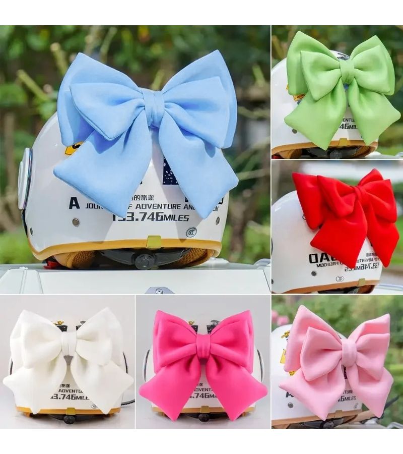 Light Pink Bow Decorations For Electric Bicycle And Motorcycle Helmets - Image 1