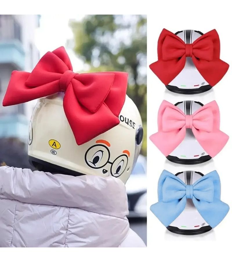Light Pink Bow Decorations For Electric Bicycle And Motorcycle Helmets - Image 3