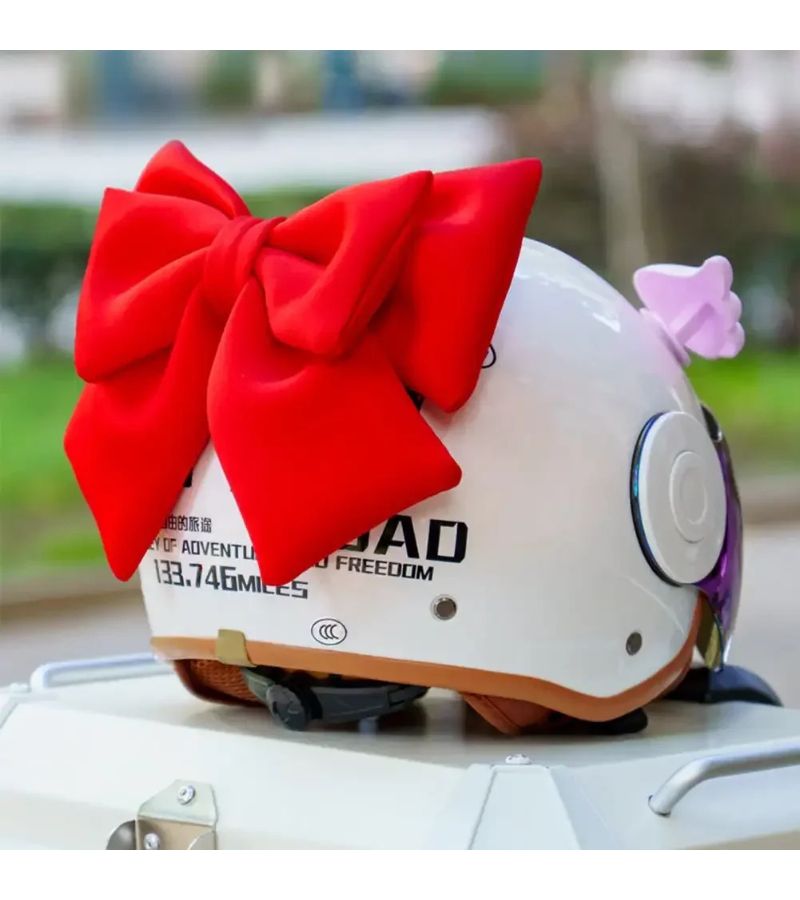Light Pink Bow Decorations For Electric Bicycle And Motorcycle Helmets - Image 4