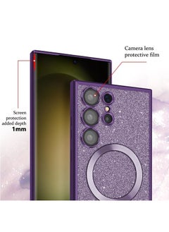 ShebSheb for Samsung Galaxy S22 Ultra Case Glitter, Clear Magnetic Phone Cases with Camera Lens Protector [Compatible with MagSafe] Bling Sparkle Plating Soft TPU Slim ShockProof Protective Cover  - Image 5