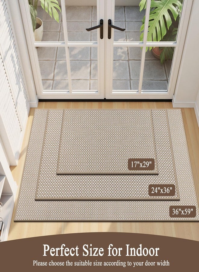 U'Artlines Door Mat 24"x36",Non Slip Rubber Backing Floor Mats, Absorbent Dirt Resistant Low-Profile Doormats, Front Door Mat for Indoor Outdoor Entry, Patio, Porch Beige - Image 2
