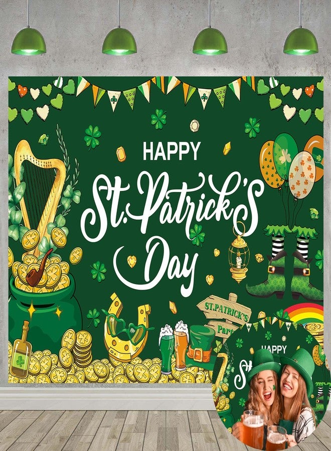 CINRAY St. Patrick's Day Banner Backdrop 6x4FT Irish Gold Coin Rainbow Lucky Photography Shamrock Background St. Patricks Day Party Decorations Supplies Photo Props - Image 1