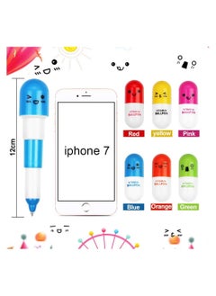KASTWAVE 24 Pcs Mini Retractable Ballpoint Pens with Cute Emoticon Cartoon Face Kawaii Blue Ink Writing Ball Pens Set for Kindergarten School Gifts (Random Color)  - Image 4