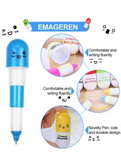 KASTWAVE 24 Pcs Mini Retractable Ballpoint Pens with Cute Emoticon Cartoon Face Kawaii Blue Ink Writing Ball Pens Set for Kindergarten School Gifts (Random Color)  - Image 2
