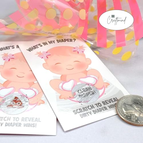 Craftmind What's in My Diaper Baby Shower Scratch Off Game | 24 Cards - 2 Winner | Baby Shower Games | Dirty Diaper Game (Girl Edition) - Image 4