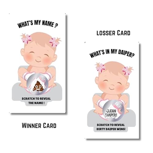 Craftmind What's in My Diaper Baby Shower Scratch Off Game | 24 Cards - 2 Winner | Baby Shower Games | Dirty Diaper Game (Girl Edition) - Image 2