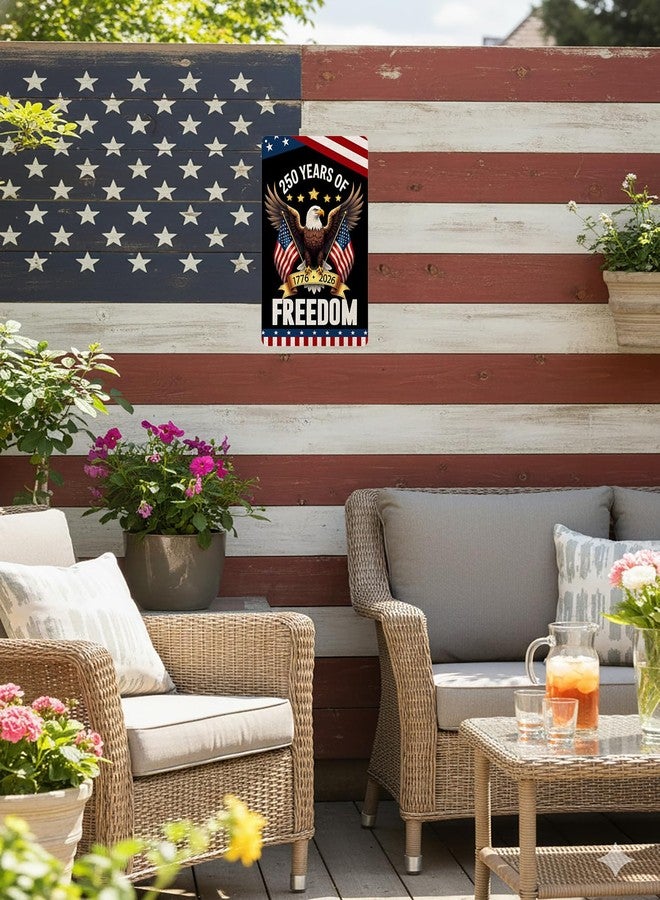 FunnySign Vintage Patriotic Decor USA 250th Anniversary Eagle Design Tin Sign for Home Bedroom Front Door Yard Decor 8 x 12 inches - Image 5