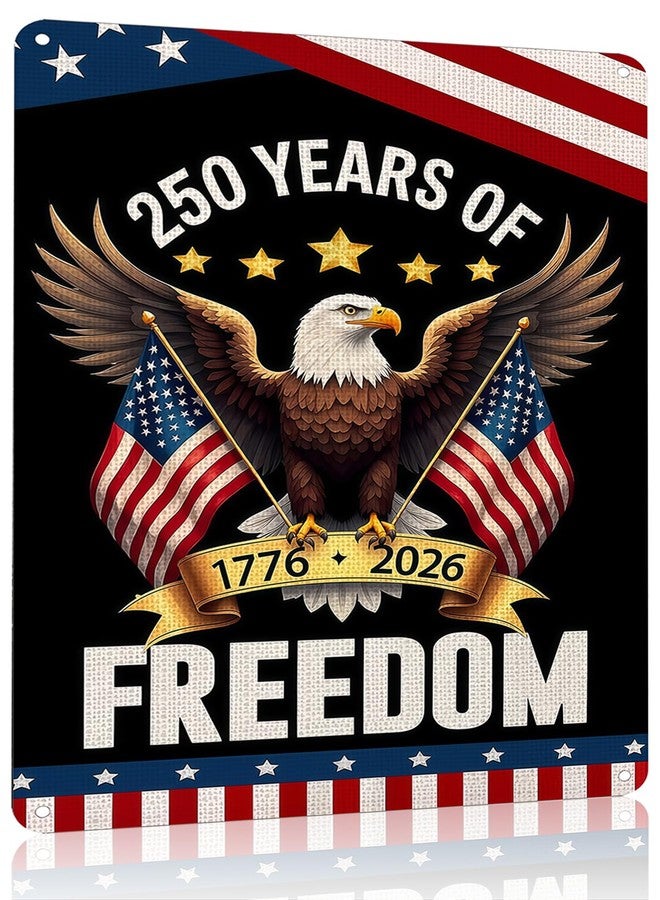 FunnySign Vintage Patriotic Decor USA 250th Anniversary Eagle Design Tin Sign for Home Bedroom Front Door Yard Decor 8 x 12 inches - Image 1