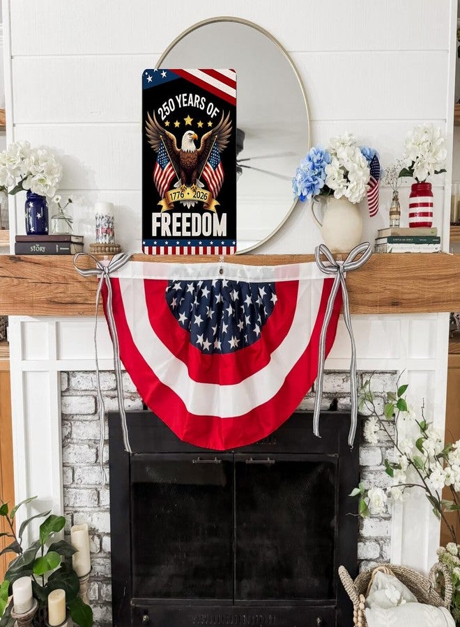 FunnySign Vintage Patriotic Decor USA 250th Anniversary Eagle Design Tin Sign for Home Bedroom Front Door Yard Decor 8 x 12 inches - Image 4