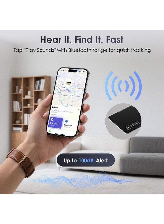 SIGood Ultra-Thin Smart Tag Wallet Tracker Card, 0.07 Inch IP68 Waterproof Bluetooth Tracker Compatible with Apple Find My for iOS Only, Wireless Charging Card Locator for Wallets, Passports and Bags - Image 3