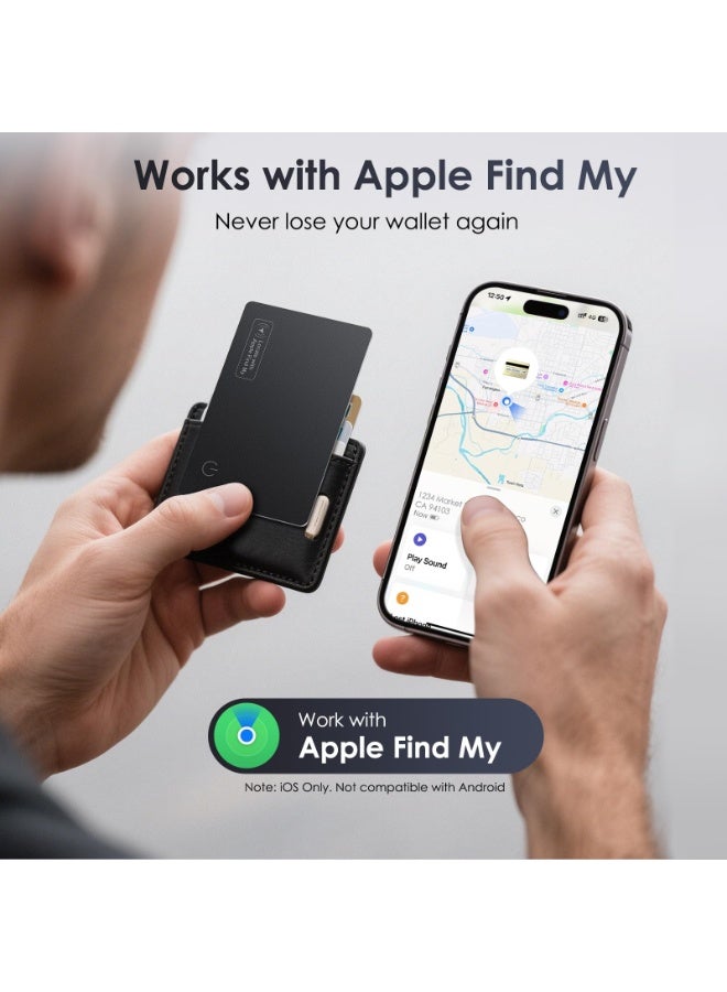 SIGood Ultra-Thin Smart Tag Wallet Tracker Card, 0.07 Inch IP68 Waterproof Bluetooth Tracker Compatible with Apple Find My for iOS Only, Wireless Charging Card Locator for Wallets, Passports and Bags - Image 2