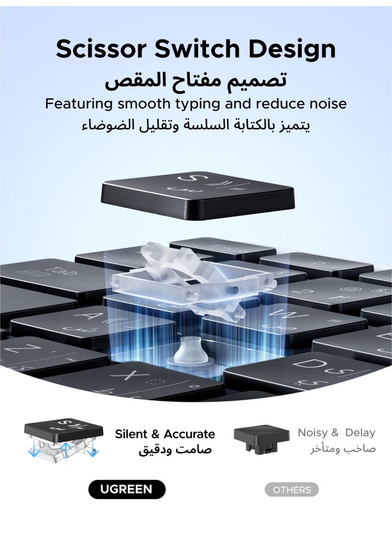 Ugreen Wireless Mouse & Keyboard Combo Dual Mode Connection EN & AR Input Bluetooth 5.4 Mice Low Latency Rechargeable & Long Battery Life Adjustable DPI Suitable for Mac Os And Windows Grey - Image 5