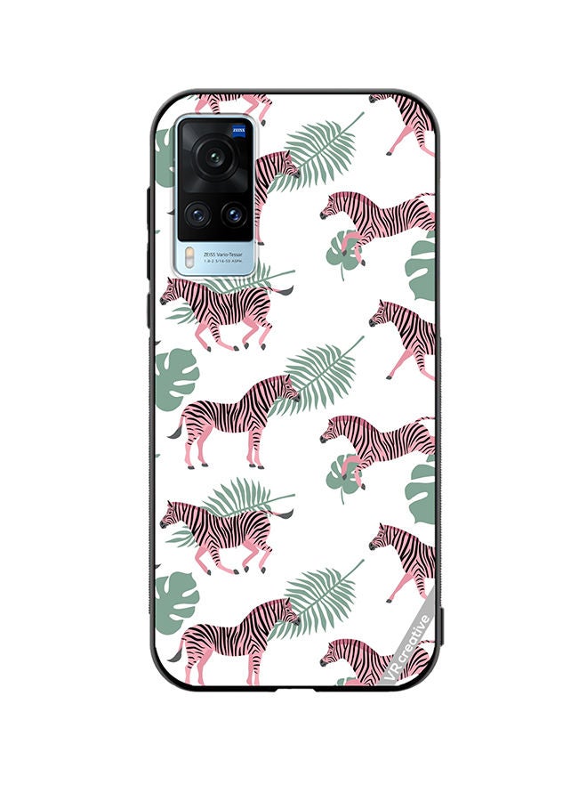 VR CREATIVE Protective Case Cover For Vivo X60 Vector Zebra And Palm Leaves Isolated On White Design Multicolour - Image 1