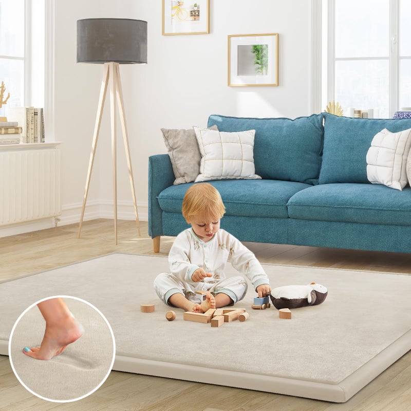 ILPEOD Baby Play Mat for Floor Nursery Rug Muscle Mat Area Rug Playroom Rug 50"x50" Playpen Mat Memory Foam 1.3" Thick Crawling Mat For Babies,Toddlers, Infants, Kids,A Beige - Image 5