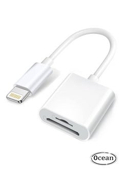 Sd Card Reader for iPhone/iPad Camera, Dual Card Slot Memory Card Reader Supports SD and TF Card Trail Camera Viewer Sd Card Adapter Portable Micro Sd Card Reader No Application Required Plug and Play